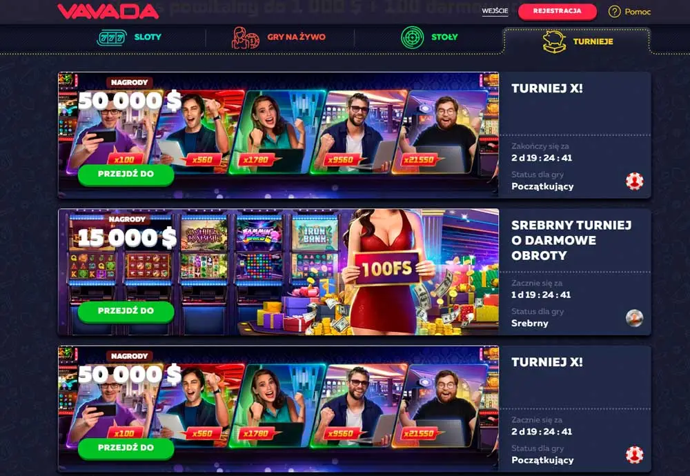 Cotygodniowe turnieje z pulami nagród Turnieje w Vavada Casino
